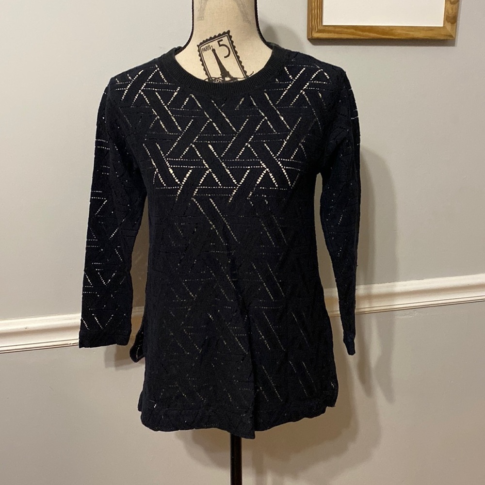 Banana Republic Women’s XS Black Long Sleeve Top Blouse Overlapping Pattern